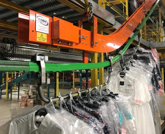 Overhead conveyors are ideal for garments on hanger solutions